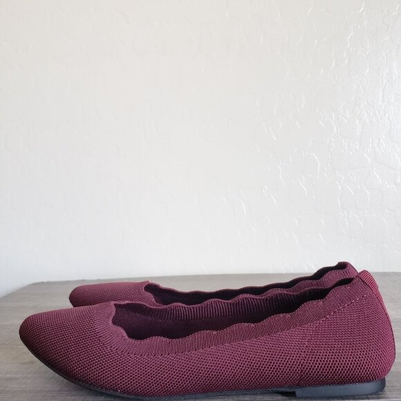 Seychelles Pointed Toe Slip-On Ballet Flat Scalloped Maroon Berry Sz Women's 9.5 - Picture 4 of 10
